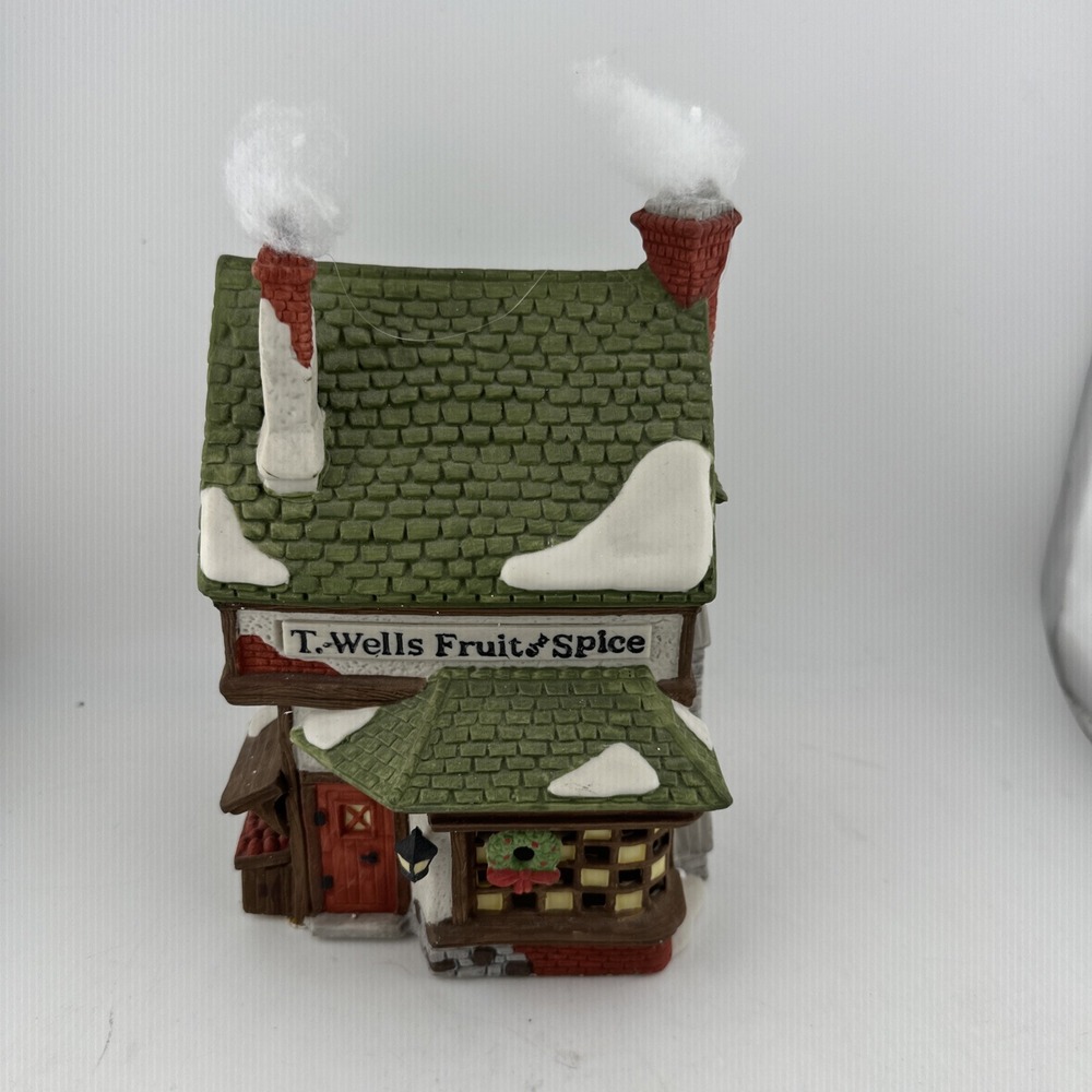 Dept 56 Dickens Village T. Wells Fruit & Spice Shop Lighted